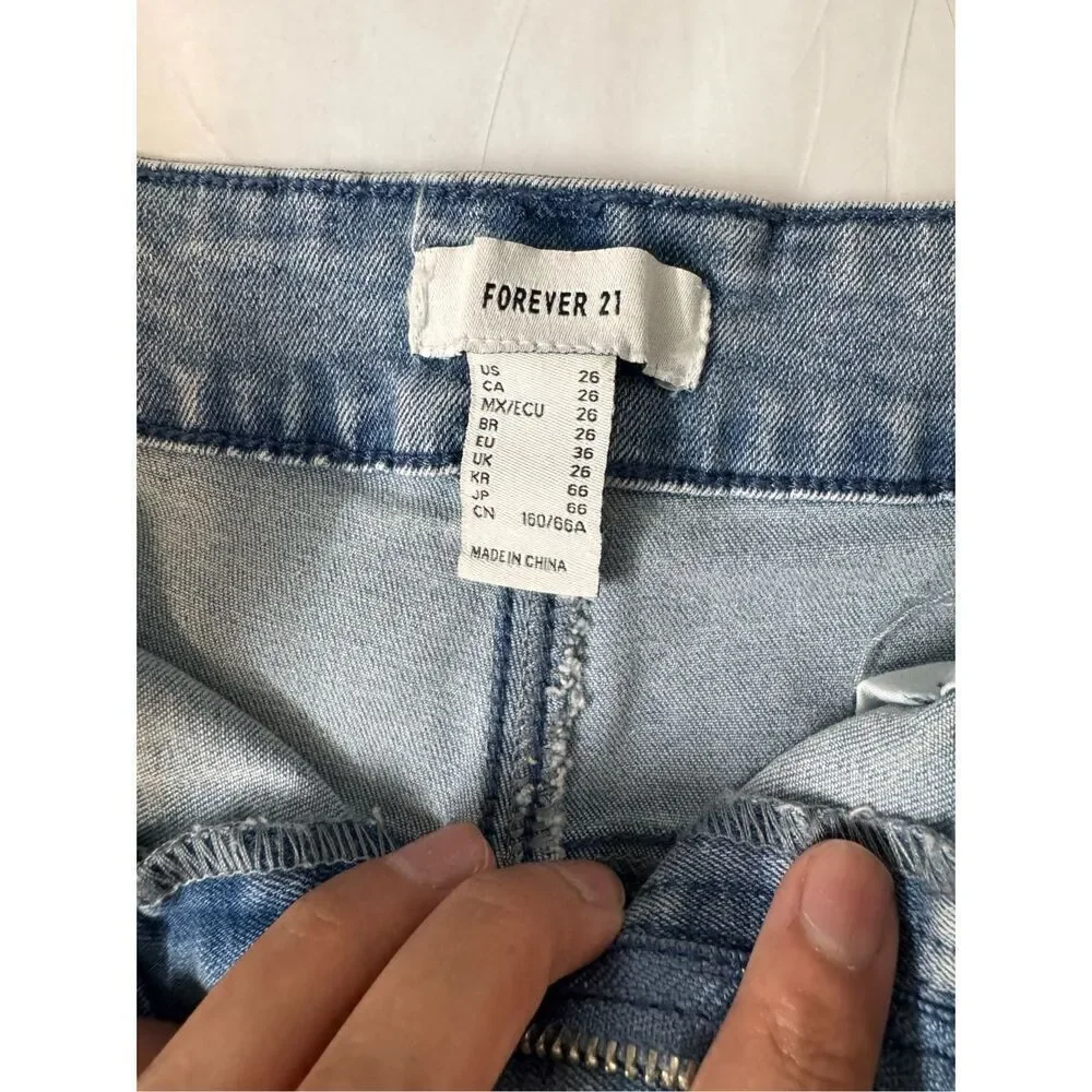 Forever 21 Rhinestone Fringe High-Rise Denim Shorts Size 26